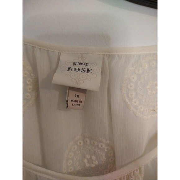 Knox Rose sheer flared sleeve top Cream Md Feminine Beachy Cottage Core - Picture 8 of 9